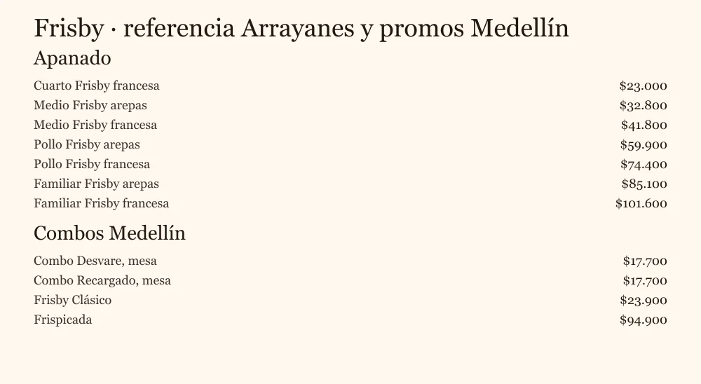 Frisby Menú